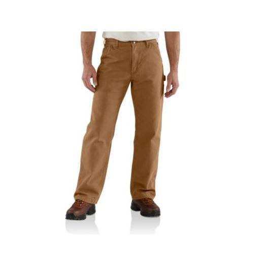 B111 Mens Carhartt Flannel Lined Washed Duck Dungaree Pant in Brown