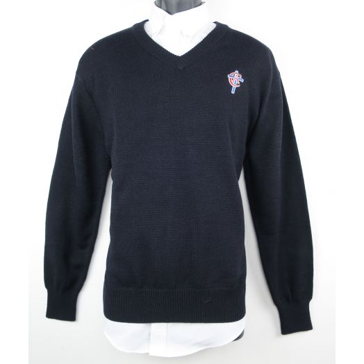 V-Neck Pullover Sweater with CAL Logo