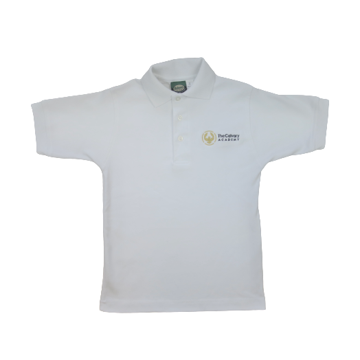 Short Sleeve Pique Knit Polo Shirt with Calvary Academy Logo