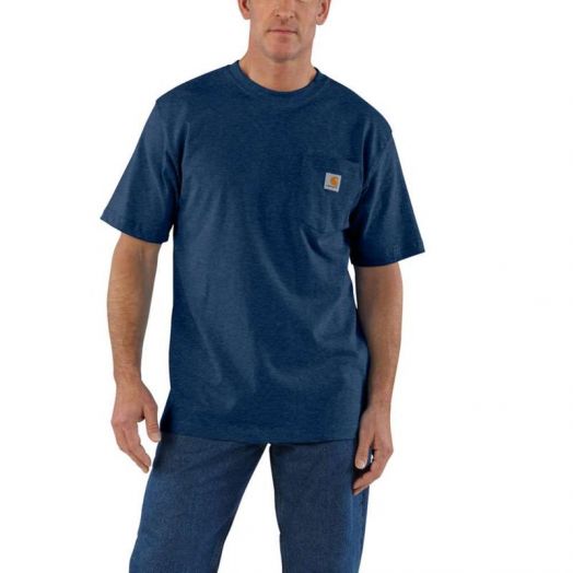 Carhartt Mens Workwear Pocket Tee Shirt in Dark Cobalt Blue Heather