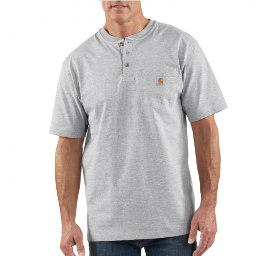 Carhartt Workwear Men's Short Sleeve Heather Gray Henley T-Shirt