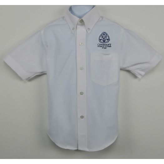 Male Short Sleeve Oxford Shirt with Covenant Classical Logo