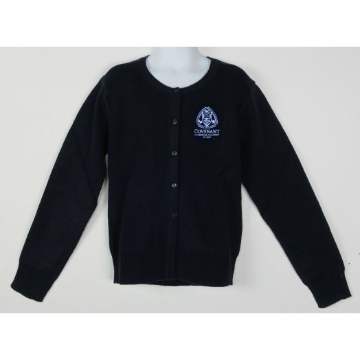 Crewneck Cardigan Sweater with Covenant Classical Logo