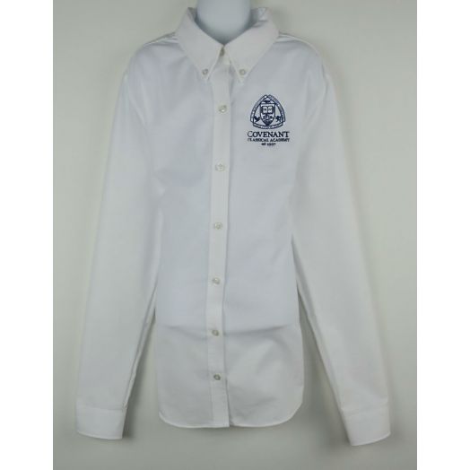 Female Long Sleeve Oxford Shirt with Covenant Classical Logo