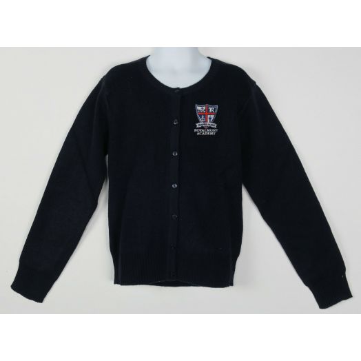 Crewneck Cardigan Sweater with Royalmont Logo