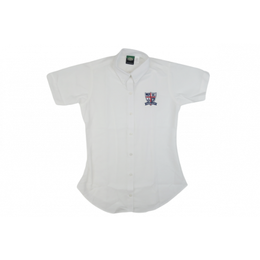 Female Fit Short Sleeve Oxford Shirt with Royalmont Logo