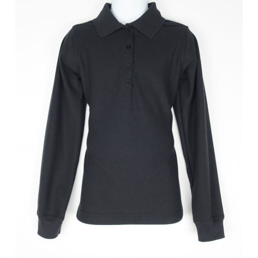 Female Long Sleeve Black Polo Shirt