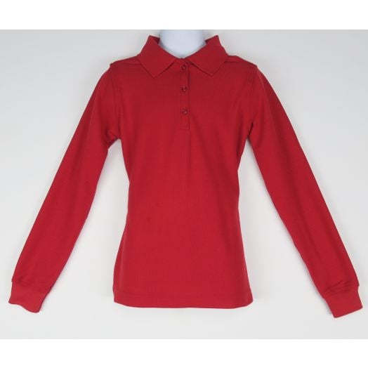 Female Long Sleeve Red Polo Shirt