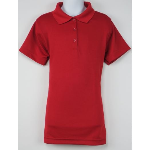 Female Short Sleeve Red Dri-Fit Polo Shirt