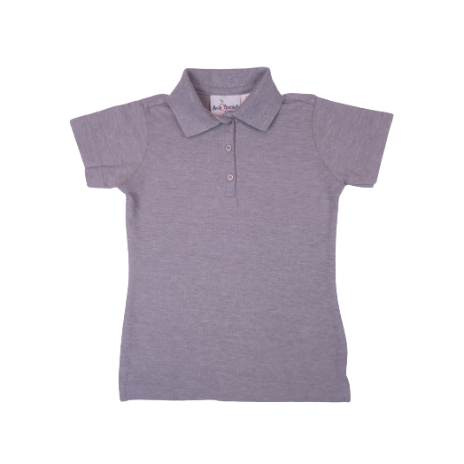 Female Short Sleeve Heather Grey Polo Shirt