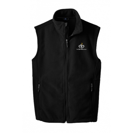 Full Zip Fleece Vest with The de Paul School Logo