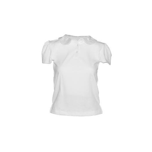 Girls Short Sleeve White Round Collar Polo Shirt