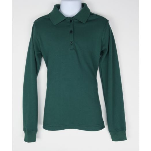 Female Long Sleeve Hunter Green Polo Shirt