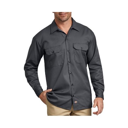 Kroger Technology Dickies Charcoal Long Sleeve Work Shirt
