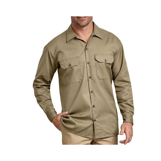 Kroger Technology Dickies Khaki Long Sleeve Work Shirt