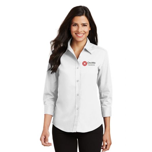 Ladies 3/4 Sleeve Easy Care Shirt with OroWa Financial Logo