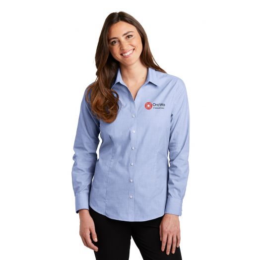 Ladies Crosshatch Easy Care Shirt With OroWa Financial Logo