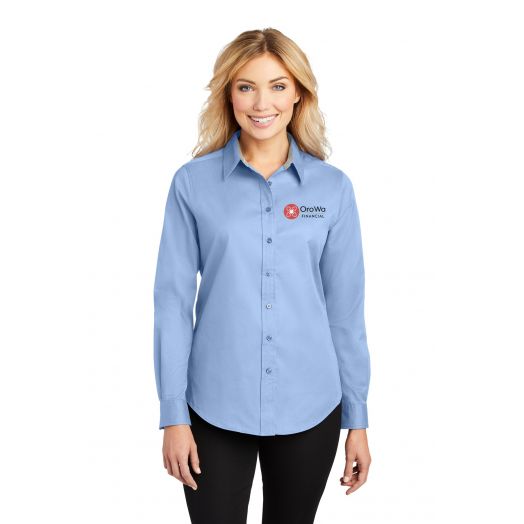 Ladies Long Sleeve Easy Care Shirt With OroWa Financial Logo