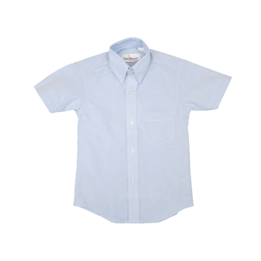 Male Short Sleeve Light Blue Oxford Shirt