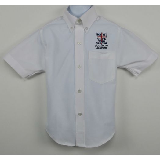 Male Short Sleeve Oxford Shirt with Royalmont Logo