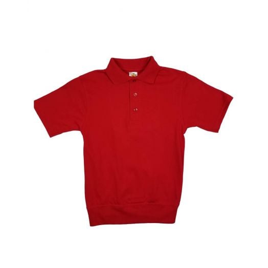 Red Short Sleeve Banded-Bottom Polo