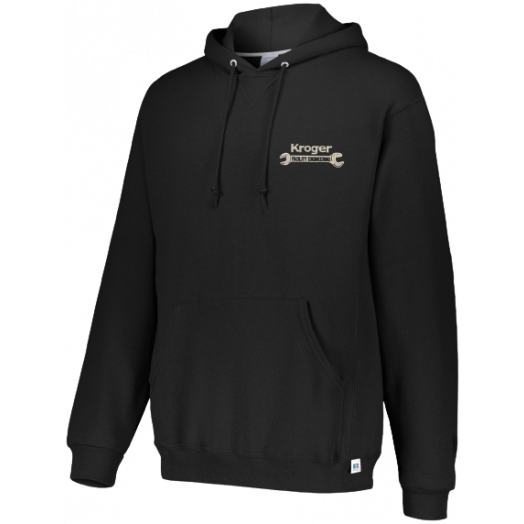 Russell Pullover Hooded Sweatshirt with Kroger Engineering Logo in Black