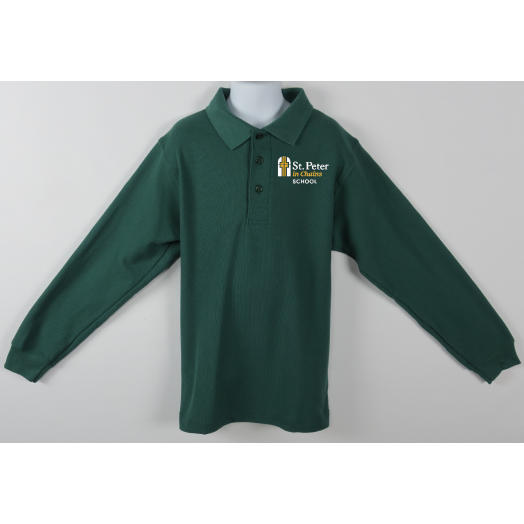 Long Sleeve Polo Shirt with St. Peter in Chains Logo