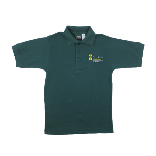 Short Sleeve Polo Shirt with St. Peter in Chains Logo