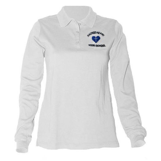 Female Long Sleeve Polo Shirt with Sacred Heart Model Logo