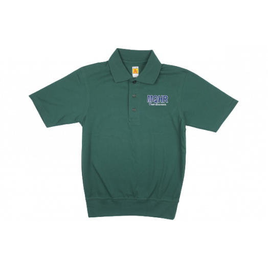 Short Sleeve Banded Bottom Polo Shirt with Mary Queen Logo