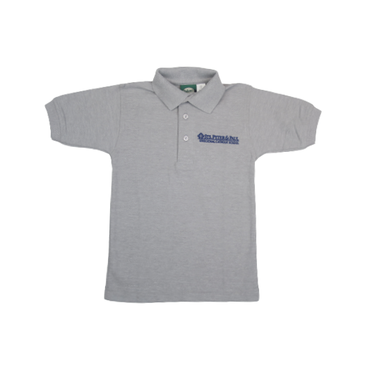 Short Sleeve Grey Polo Shirt W/ Sts. Peter and Paul (Lexington) Logo