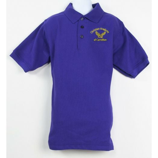 Short Sleeve Pique Knit Polo Shirt with Christian Academy of Carrollton Logo