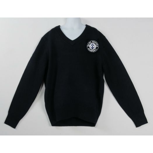 V-Neck Pullover Sweater with St. Agatha Logo