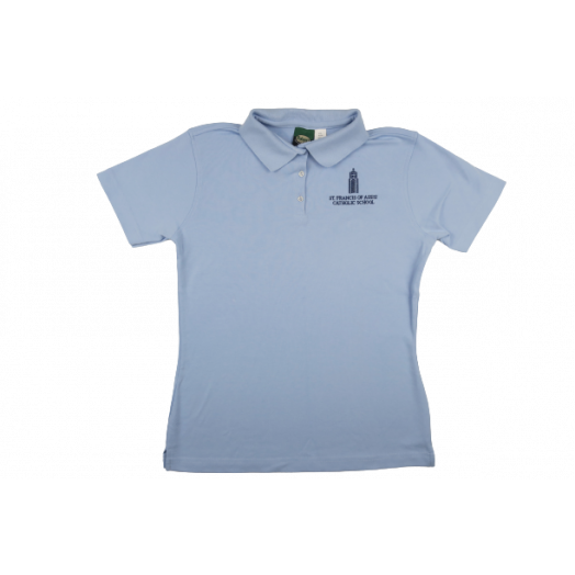 Female Short Sleeve Polo Shirt with St. Francis of Assisi Logo