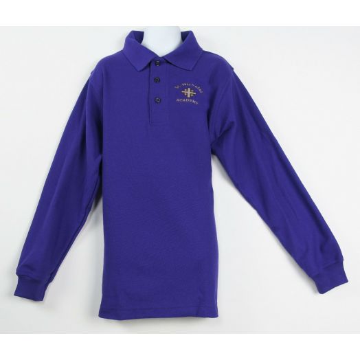 Long Sleeve Pique Knit Polo Shirt with St. Nicholas Logo