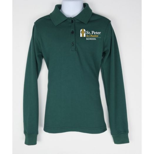 Female Long Sleeve Polo Shirt with St. Peter in Chains Logo