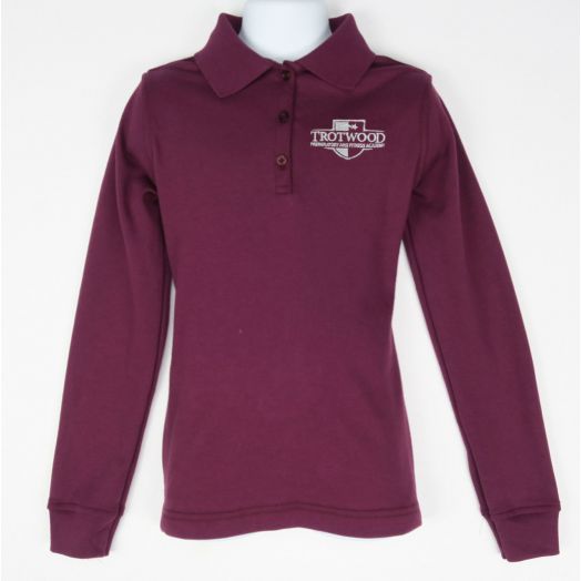 Female Long Sleeve Polo Shirt with Trotwood Prep & Fitness Logo