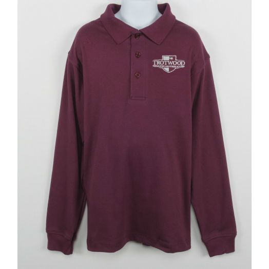 Long Sleeve Polo Shirt with Trotwood Prep & Fitness Logo