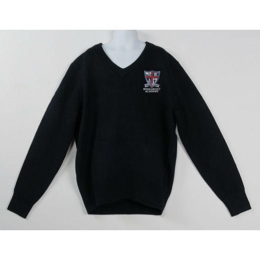 V-Neck Pullover Sweater with Royalmont Logo