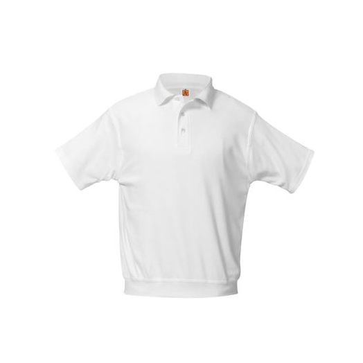White Short Sleeve Banded-Bottom Polo